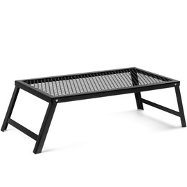 Folding Campfire Grill Heavy Duty Steel Grate with Legs Portable Over Fire Camp Grill for Outdoor Cooking Grill Traveling Picnic, Black