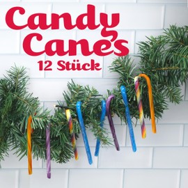 Becky's Candy Canes Candy Canes, Set of 12, Colourful, 12 cm, Orange, Tutti Frutti, Grape & Blueberry, Christmas Decoration, Tree Decoration & Candy for Christmas Plates, Advent & Gift Idea