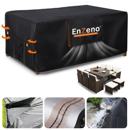 Enzeno Garden Furniture Cover, Waterproof, Tarpaulin, Garden Furniture, Winterproof, 420D Oxford Fabric Cover, Garden Table, Rectangular, Protective Cover Table for Garden Table, Seating Set, 180 x