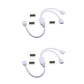 Namolit 2 Pack 4 Pin 1 to 2 Female LED RGB Splitter Connector Cable with 6 Free Male 4 Pin Plugs for LED Light Strip