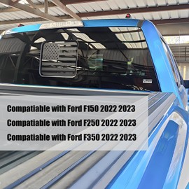 Fits Ford F150 F250 F350 2022 2023 2024 2025 Rear Middle Back Sliding Window American US Flag Vinyl Decal Matte Black Exterior Accessories