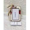 Coach CAR32 Zip Card Case With Strawberry Print NWT Chalk