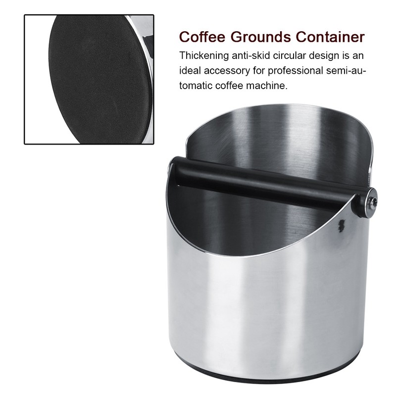 Thicken Round Stainless Steel Coffee Grounds Container Box Bucket Durable