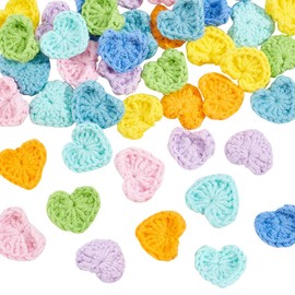 FINGERINSPIRE 40 pcs Crochet Heart Applique 8 Colors Cotton Knitting Heart Patches Handicraft Knitting Heart Ornament Accessories for DIY Costume, Hat, Bag, Earrings or Hair Accessories