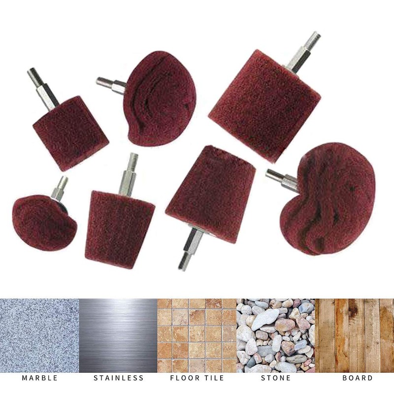 Polishing Brushing Shaped scouring pad Grinding Head - 7 Pcs