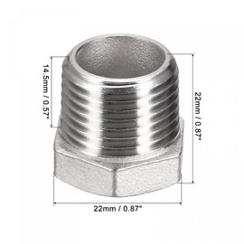 sourcing map Reducer Hex Bushing, 1/2 PT Male to 1/4 PT Female 304 Stainless Steel Reducing Pipe Fitting Adapter, Pack of 2