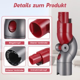 MICHIHOMIE Flex Adapter Kompatibel mit Dyson Staubsauger V7, V8, V10, V11, V15, Unterer Adapter Schnellverschluss Biegeadapter, Niedrige Reichweite Reinigungswerkzeug f1r Schwer Zug?ngliche Bereiche