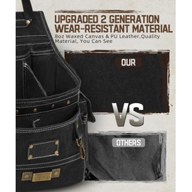 ARCFOX 11-Pockets Tool Belt Pouches, Electrician Tool Pouch with Hammer Loops and Tape Clip,Leather Tool Belt for Men Electrician Carpenter and Maintenance Worker