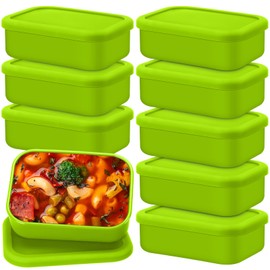 Nuogo 8 Pcs 2 Cup Silicone Freezer Trays with Lid Silicone Soup Freezer Molds Rectangle Soup Containers Reusable Food Preserving Tray Freezing Ice Trays for Soups Sauces Stews(Green)