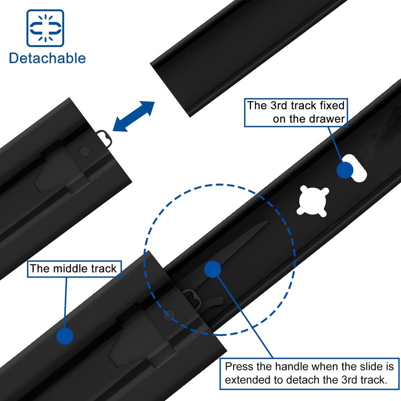 VADANIA 32" Heavy Duty Drawer Slide Without Lock #A53, Black-electroplated