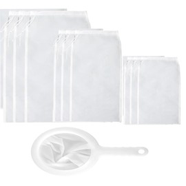 Yeanifeana 9 Pcs Bolsa coladora de malla ultrafina,bolsa de filtro de grado alimenticio Con uno cuchara coladora de malla finaReutilizable Bolsa de Colador Reutilizable, para Bebida Vegetal, Zumos