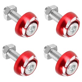 SINGWAYS Motorcycle License Plate Bolts/Screws, RED License Plate Screws Kit M6 Aluminum Alloy Decorative License Plate Bolt Screws Fit for Most Motorcycles Vehicles Cars Trucks ect - Pack of 12