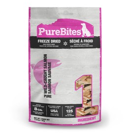 PureBites Salmon Freeze Dried Dog Treats, 1 Ingredient, Made in USA, 2.47oz