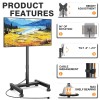 TVON Rolling TV Stand with Power Outlet Height Adjustable Mobile