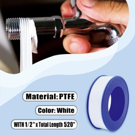 ALLICAVER 6 Rolls Premium Plumbers Tape, 1/2" x 520" Teflon Tape, PTFE Thread Seal Tape, High-Density Thread Sealant, for Shower Head, Water Pipes DIY Plumbing Accessories