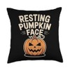 Resting Pumpkin Face Funny Jack O Lantern Tee Throw Pillow