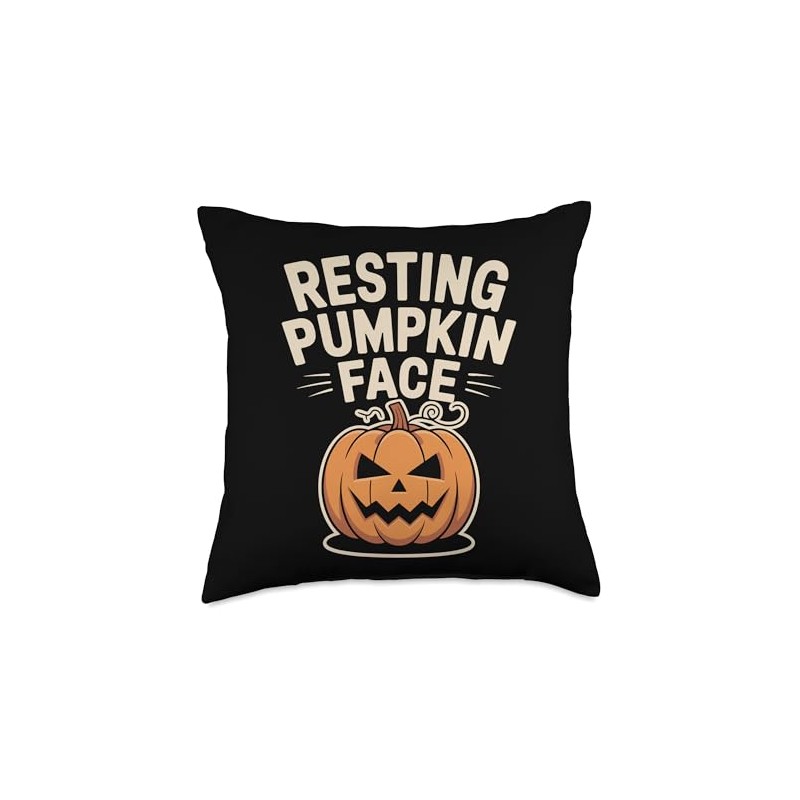 Resting Pumpkin Face Funny Jack O Lantern Tee Throw Pillow