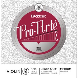 D'Addario Pro-Arte Violin Single D String, 1/16 Scale, Medium Tension