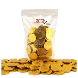 LaetaFood Gold Coins Milk Chocolate Candy, Half Dollar, Individually Wrap (2 Pound Bag)