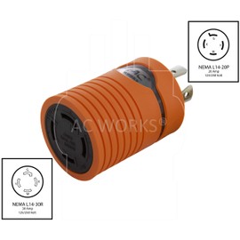AC WORKS Generator to Transfer Switch L14-30 Inlet Box Adapter (L14-20 20Amp 4-Prong to L14-30 Compact)