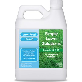 Superior 15-0-15 Liquid Fertilizer Nitrogen & Potash Lawn Food - Concentrated Spray- Any Grass Type- Simple Lawn Solutions Green, Growth - Humic Acid - Kelp Seaweed - Phosphorus-Free (1 Quart)
