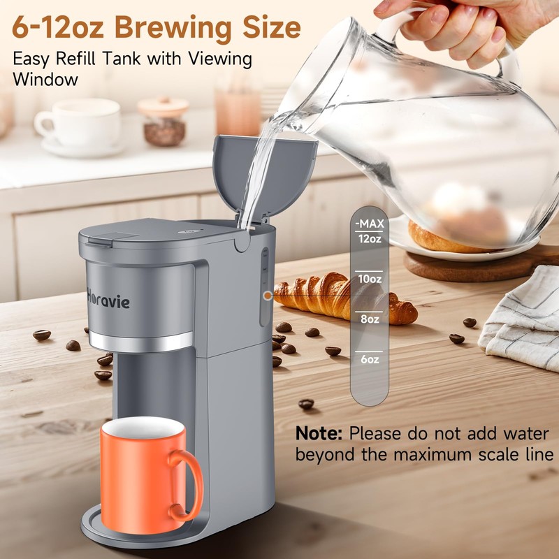 Horavie Small Single Serve Coffee Maker, Fast Brew One Cup