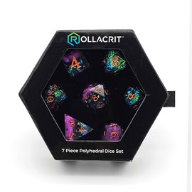 Rollacrit Sharp Edge Resin 7 Piece Dice Set - Sharp Edge Polyhedral Dice for Dungeons and Dragons RPG MTG Table Games - Ideal for Tabletop Games, D&D, TTRPG, and Roleplaying Games (Tasha's Pink Mist)