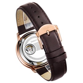 TOPHILL Mens Automatic Watch,Elegant Leather Watch,Sapphire Crystal,Day& Night Display, Skeleton Mechanical,Minimalist Relojes para Hombres (Black, Brown)