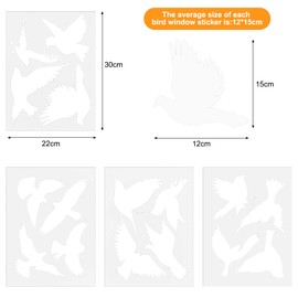 AiQInu Large Window Stickers, Bird Protection, Pack of 16, Large Size, Anti-Collision Window Stickers, Bird Stickers for Window Panes, White, PVC Bird Protection Stickers, Window Pictures,