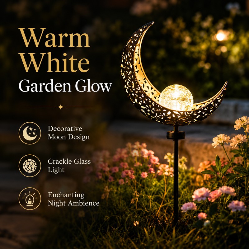 Solar Garden Light for Outdoor Decor – Moon Fairy Crackle