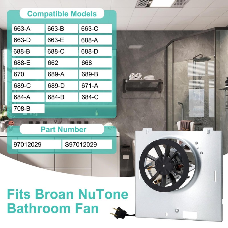 Hipoilk S97012029 Bathroom Fan Motor Assembly for Broan 663/688 663-C