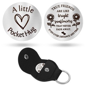 Sureio Pocket Hug Token Long Distance Relationship Keepsake Stainless Steel Double Sided Inspirational Gift with Keychain