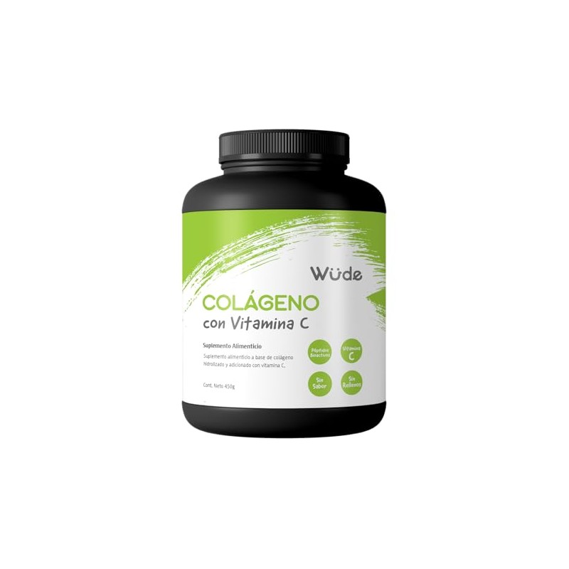 Colágeno Hidrolizado con Vitamina C 450g Péptidos Bioactivos, Sin Sabor,