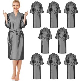 Leumoi 8 Pcs Salon Robes Hair Cape for Salon Salon Client Gown Robes Cape with Pockets Salon Capes for Clients Women (Gray)