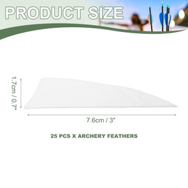 YELARXI Arrow Vanes Turkey Archery Arrows Feathers Fletching, 3 Inch Right Wing Fit for Hunting Target Shooting - Shield Cut (25Pcs, White)