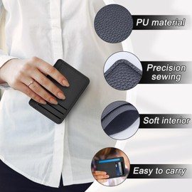 Energather Card Holder, PU Leather Credit Card Holder, Women's Card Case, Men, Compact Card Holder for Shopping, Dating, Commercial, black, S, Casual