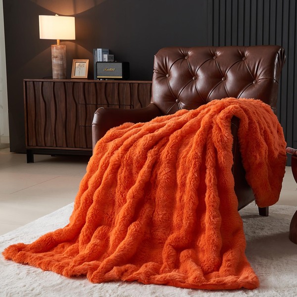 Wajade Fluffy Faux Fur Throw Blanket for Couch Bed 50x60