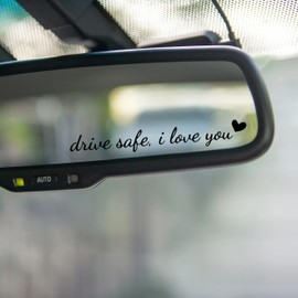 Miarita 3X Drive Safe, I Love You Rearview Mirror Decal, Car Window Decals, Car Stickers for Women, I Love You Drive Safe Mirror Sticker (Drive Safe, I Love You Black)