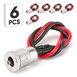 6-Pack 5.5 x 2.1 MM DC Power Jack Socket Threaded Female Mount Connector Adapter with 10CM Cable