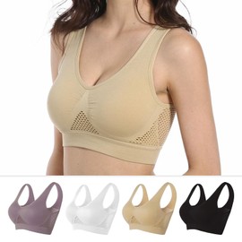 GYQMBT Breathable Cool Liftup Air Bras，2024 New Breathable Sports Bras for Women Plus Size，Comfortable Sports Bra (Beige, S)