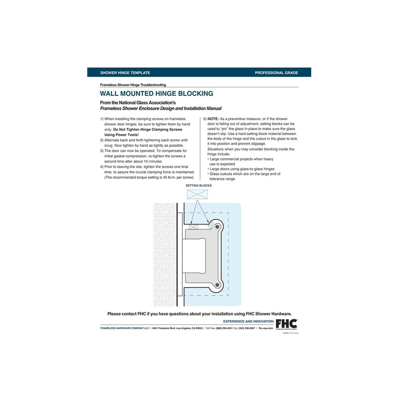 FHC PRES03CH Preston Series Wall Mount Hinge - Offset Back