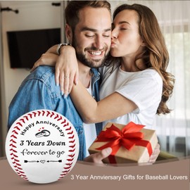 Fleure Esme 3rd Anniversary Baseball Leather Gifts for Husband Wife, 3 Year Anniversary Baseball Lovers Gifts for Him Her, Leather for Couple, Boyfriend Girlfriend Wedding 3 Years Gift Keepsake