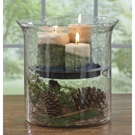 Enchanted Farmhouse Large Glass Cylinder Candle Holder Centerpiece Metal Insert