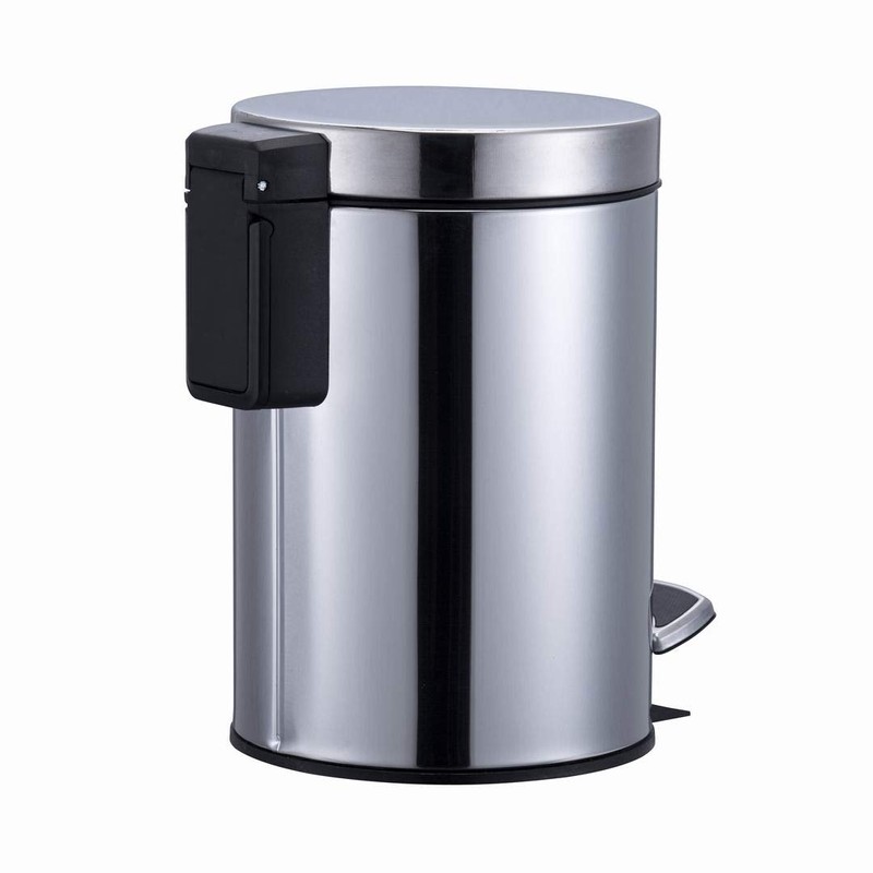 VINNDUNN Soft Close Pedal Bin, 3 Litre, Stainless Steel (Chrome,