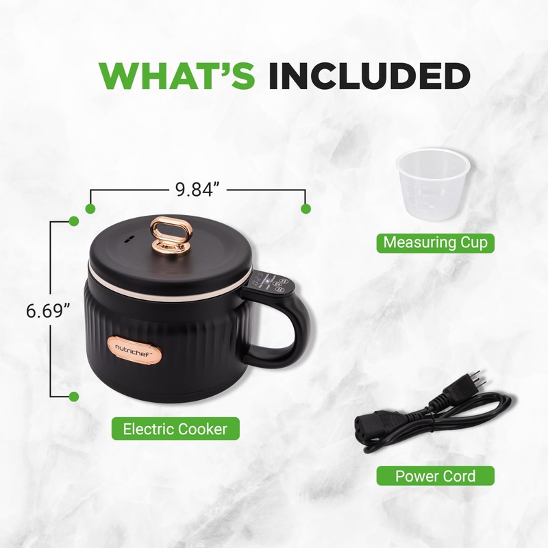 NutriChef 1.6 QT Portable Electric Rice Cooker & Lunch Maker