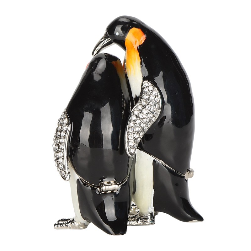 Penguin Couple Ornament Desktop Crafts Collection Decor Penguin Jewellery Storage
