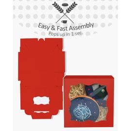 Red Bakery Boxes with Window 4*4*2.5inch/55Packs Mini Cookie Boxes Macaron Boxes Small Donut Pastry Boxes for Party qiqee (4 Diferent Gift Include)