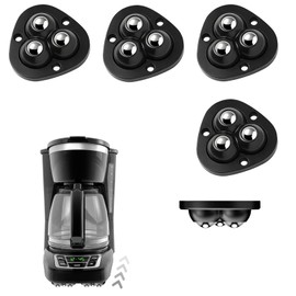 Appliance Slider Rollers, 4 Pack Self Adhesive Swivel Caster Wheels, 360° Mini Appliance Wheels for Kitchen Countertop, Coffee Maker, Air Fryer, Storage Boxes, Small Furniture, Black