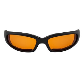 Global Vision Chicago Padded Motorcycle Safety Sunglasses For Men & Women Black Frame w/Orange Lens & RX-ABLE