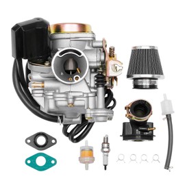 GY6 50cc Carburetor PD18J Carb 18mm Compatible With 4 Stroke 49cc 50cc 80cc 139QMB 139QMA Moped Engine for Taotao Kymco Scooter with Fuel Filter Spark Plug Intake Manifold